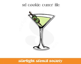 Martini Drink  STL Cookie Cutter File | Summer Drink | Tropical Dirty Martini | Basic Shape | Custom Cookie Cutter | Instant Download