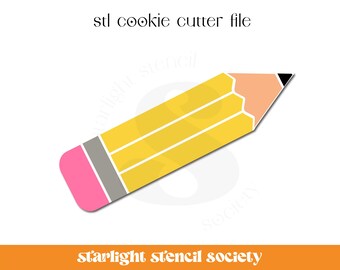 Pencil STL Cookie Cutter File | Basic Shape | Back to School | School | Food | Custom Cookie Cutter | Instant Download