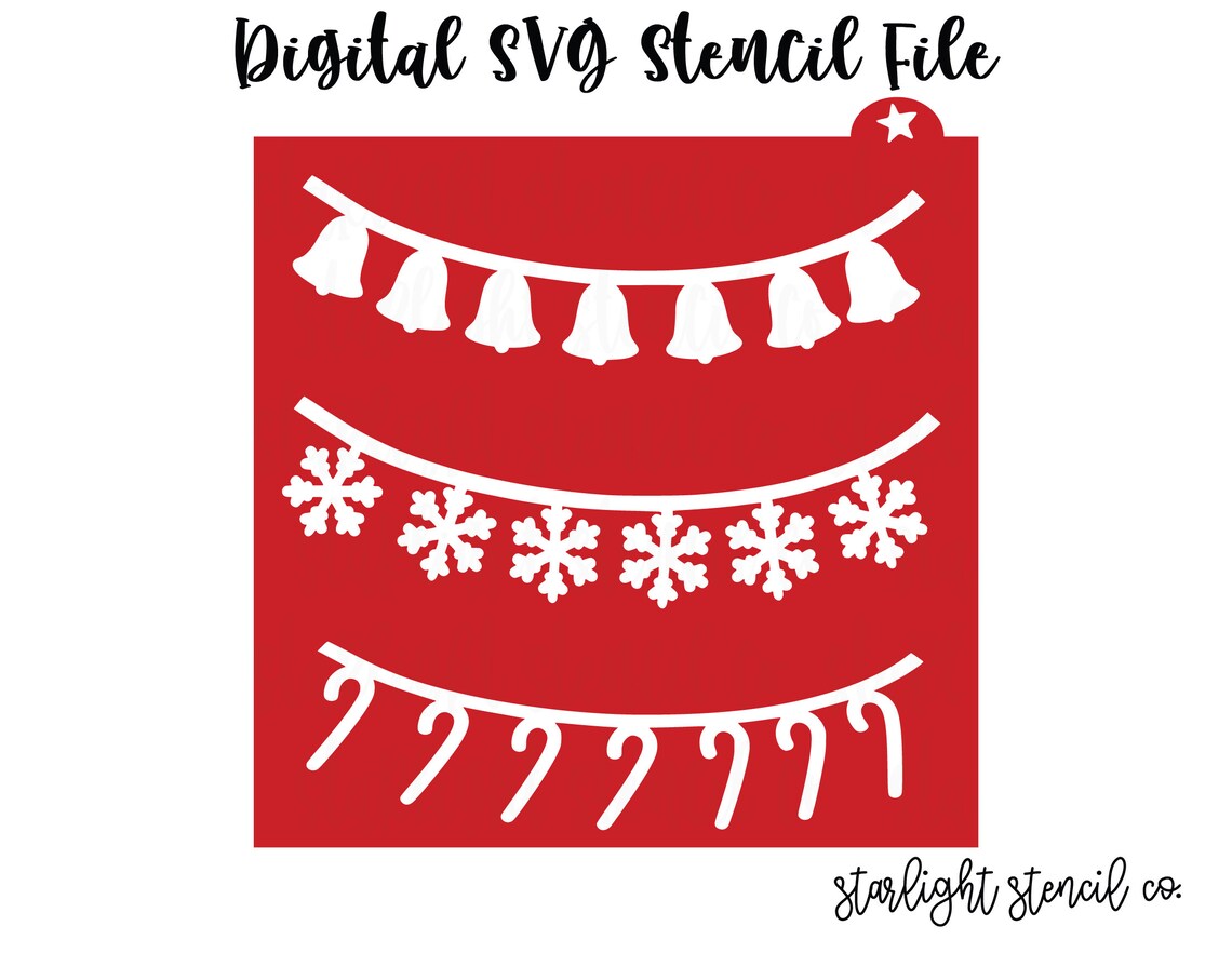 SVG FILE Christmas Garland 2 Cookie Stencil Xmas | Etsy