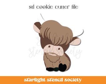 Highland Cow STL Cookie Cutter File | Western | Animals | Custom Cookie Cutter | Instant Download