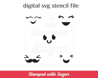 Kawaii Faces |  SVG FILE | Cookie Stencil | Digital File  | Instant Download