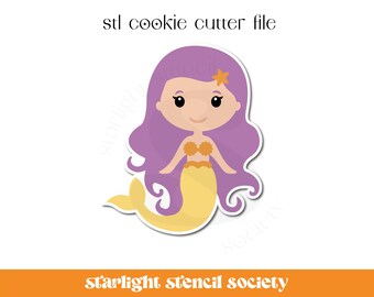 Mermaid STL Cookie Cutter File | Basic Shape | Ocean Mermaid Summer Beach  | Custom Cookie Cutter | Instant Download