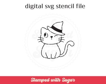 Cat Witch PYO | SVG FILE | Paint your Own| Cookie Stencil | Halloween | Digital File