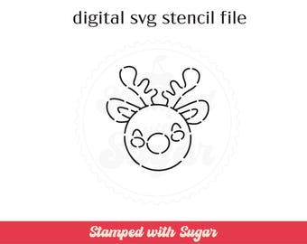 Reindeer Face PYO |  SVG FILE | Cookie Stencil  | Christmas | Background | Cookies | Instant Download | Digital File