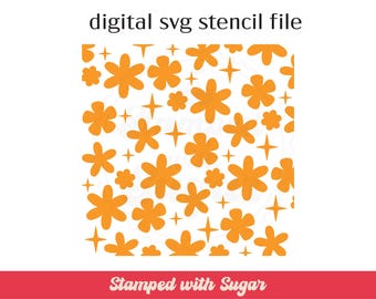 Groovy Flowers | SVG FILE | Patterned Background | Cookie Stencil | Digital File