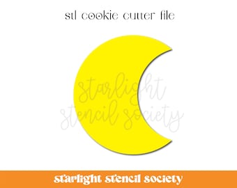 Crescent Moon STL Cookie Cutter File  | Basic Shape | Custom Cookie Cutter | Instant Download