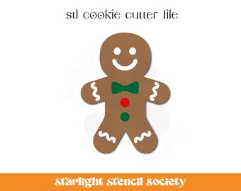 Gingerbread Boy STL Cookie Cutter File | Basic Shape | Christmas Winter | Custom Cookie Cutter | Instant Download