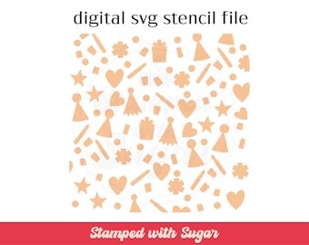 Birthday Confetti  | SVG FILE | Cookie Stencil  | Celebration  | Background | Bday | Instant Download | Digital File