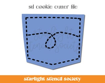 Jean Pocket STL Cookie Cutter File | Basic Shape Western | Custom Cookie Cutter | Instant Download