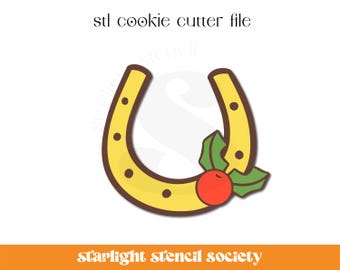 Holly Horseshoe STL Cookie Cutter File | Basic Shape | Christmas Western | Custom Cookie Cutter | Instant Download
