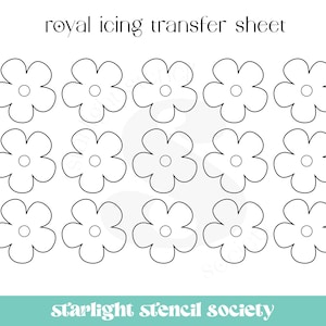 Daisy Royal Icing-overdrachtvel | Afdrukbaar koekje | Bloem | Bloemen lente | Digitaal bestand