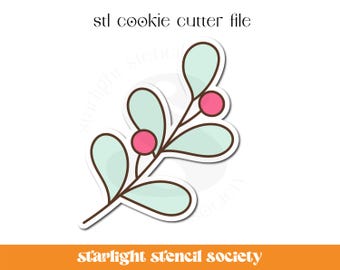 Holly Berry Leaf STL Cookie Cutter File | Basic Shape | Christmas Branch | Custom Cookie Cutter | Instant Download
