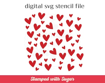 Funky Hearts Background |  SVG FILE | Cookie Stencil | Valentines | Digital File