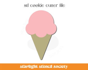 Ice Cream STL Cookie Cutter File | Basic Shape | Summer Food | Custom Cookie Cutter | Instant Download