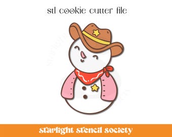 Cowboy Snowman STL Cookie Cutter File | Basic Shape | Christmas Western | Custom Cookie Cutter | Instant Download