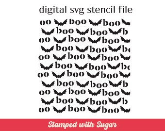 Boo Bats Lowercase | SVG FILE | Cookie Stencil | Bat | Halloween Stencil | heart  | Instant Download | Digital File
