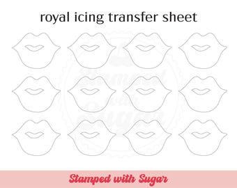 Lips Royal Icing Transfer Sheet | Cookie Printable | Basic Shape | Valentines | Digital File