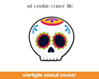 Sugar Skull STL Cookie Cutter File | Shape | Calavera | Dia de los Muertos | Day of Dead | Custom Cookie Cutter | Instant Download