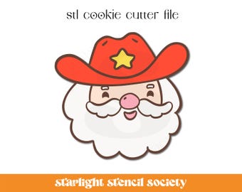 Cowboy Santa STL Cookie Cutter File | Basic Shape | Christmas Western | Custom Cookie Cutter | Instant Download