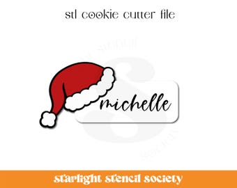 Santa Hat Plaque STL Cookie Cutter File | Basic Shape | Present Christmas  | Custom Cookie Cutter | Instant Download