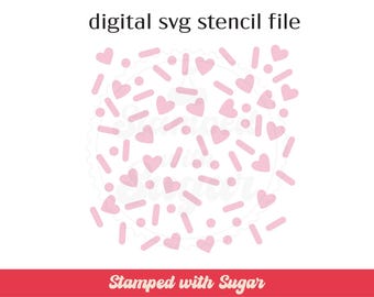 Heart Sprinkle | SVG FILE | Patterned Background | Cookie Stencil | Digital File
