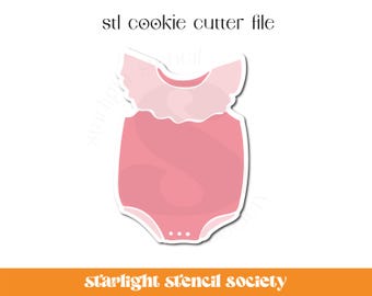 Baby Outfit 2 STL Cookie Cutter File | Basic Ruffle Romper | Baby Shower | Custom Cookie Cutter | Instant Download