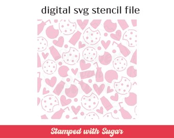 Milk and Cookies |  SVG FILE  | Cookie Stencil | Scatter | Valentines | Dessert | Happy | Instant Download | Digital File