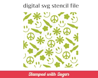 Groovy Scatter  |  SVG FILE |  Cookie Stencil  | 70s | Background | 60s | Instant Download | Digital File