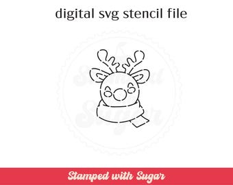 Reindeer Scarf PYO |  SVG FILE | Cookie Stencil  | Christmas | Background | Cookies | Instant Download | Digital File