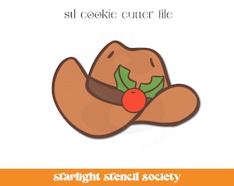 Holly Hat STL Cookie Cutter File | Basic Shape | Christmas Western | Custom Cookie Cutter | Instant Download