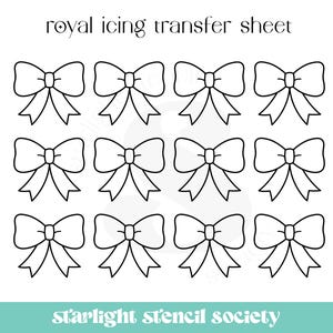 Transfervel met strik Royal Icing | Afdrukbaar koekje | Schattig | Meisjesachtig | Digitaal bestand