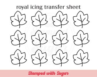 Leaf 2 Royal Icing Transfer Sheet | Cookie Printable | Basic Shape | Fall Halloween | Digital File