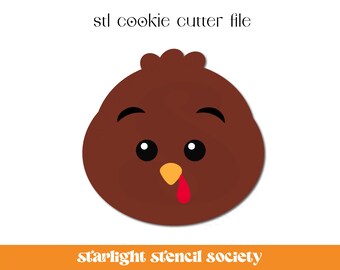 Turkey Face STL Cookie Cutter File | Basic Shape | Thanksgiving | Fall | Food | Custom Cookie Cutter | Instant Download