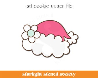 Daisy Santa Hat STL Cookie Cutter File | Basic Shape | Christmas Groovy | Custom Cookie Cutter | Instant Download