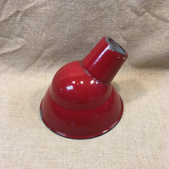 Vintage Enameled Barn Gas Station Lamp Shade In A Rare Red Image 0