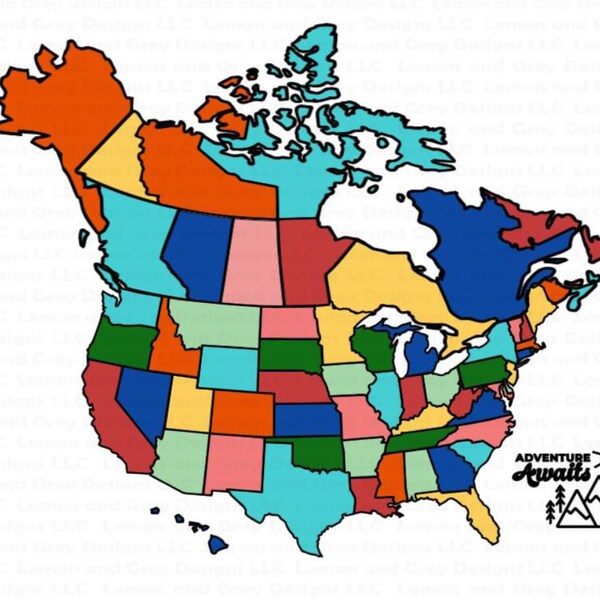 Rv Travel Map Us and Canada - Etsy New Zealand
