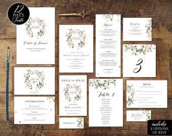 rustic wedding invitation template download etsy