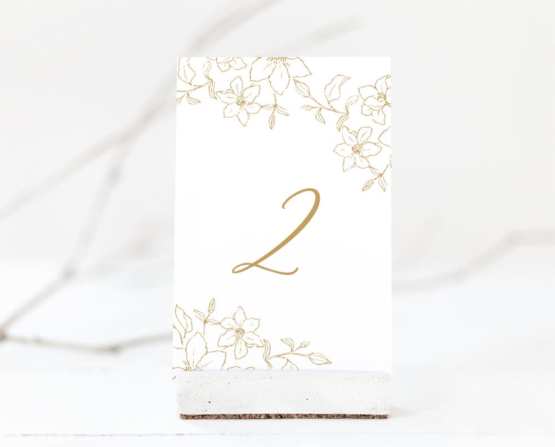 Floral Wedding Table Numbers, Printable Table Number Cards, Table Centerpiece, Table Décor