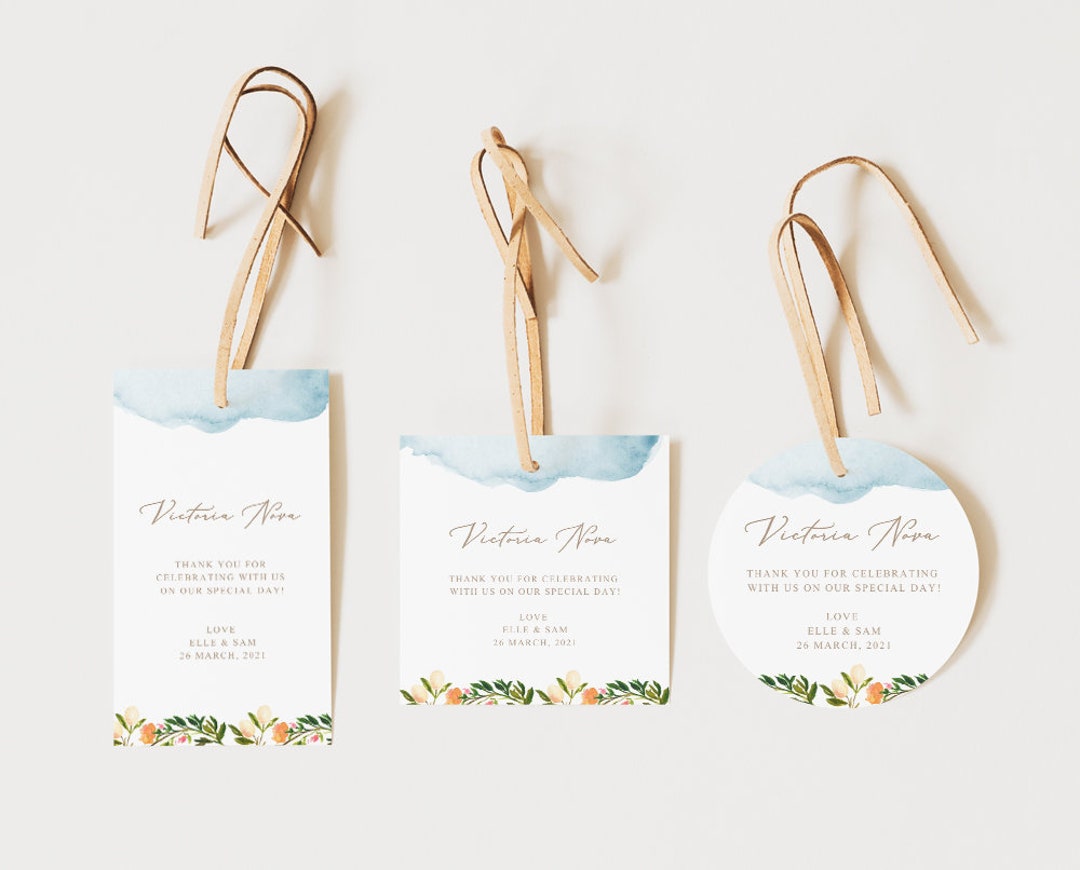 Wedding Favor Tags, Printable Tag Template, Thank You Tags, Watercolor ...