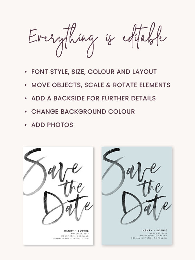 Save The Date Cards Printable Download Modern Save The Date Digital Download PDF Unique Save Our Date Template: Size 5x7, A2 Mobile Evite image 4