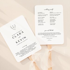 Minimalist Wedding Program Template Download, Ceremony Program, Wedding Fan Program, Wedding Programs, Order of Service, Editable Program