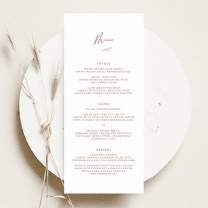 Boho Wedding Menu Template, Wedding Menu Cards, Modern Wedding Menu, Printable Table Menu, Elegant Reception Menu, Minimalist Dinner Menu