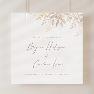 Boho Wedding Welcome Sign Template, Modern Wedding Entrance Sign, Welcome to our Wedding Sign, Wedding Signage - 24x36, 18,24, 22x22, A1, A2