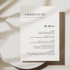 Wedding Menu Template, Wedding Menu Cards, Black and White Wedding Menu, Printable Table Menu, Elegant Reception Menu, Dinner Menu