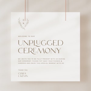 Unplugged Ceremony Sign Template, Welcome to Unplugged Ceremony Sign, No Camera Sign, Minimalist Unplugged Wedding, Large Wedding Sign PDF
