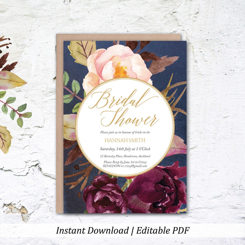 Floral Bridal Shower Boho Wedding Shower Invitation