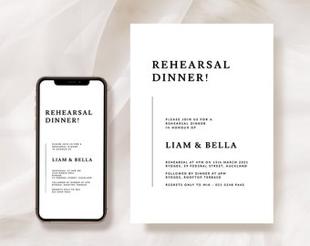 Rehearsal Dinner Invitation Template, The Night Before, Elegant Wedding Digital Invitation Instant Download, Electronic Invite, Evite