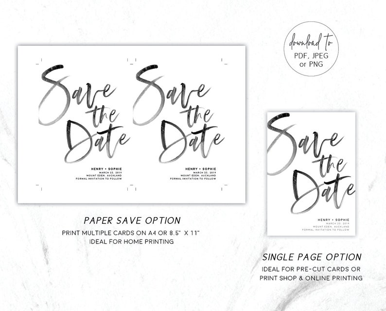 Save The Date Cards Printable Download Modern Save The Date Digital Download PDF Unique Save Our Date Template: Size 5x7, A2 Mobile Evite image 3
