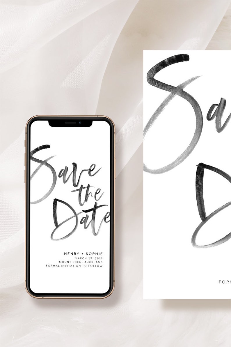 Save The Date Cards Printable Download Modern Save The Date Digital Download PDF Unique Save Our Date Template: Size 5x7, A2 Mobile Evite image 8