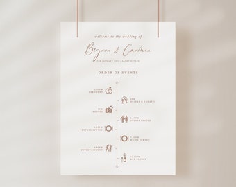 Wedding Day Timeline Template, Elegant Wedding Itinerary, Modern Wedding Timeline Sign, Wedding Schedule - Sizes: 24x36, 18,24, A1, A2